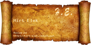 Hirt Elek névjegykártya